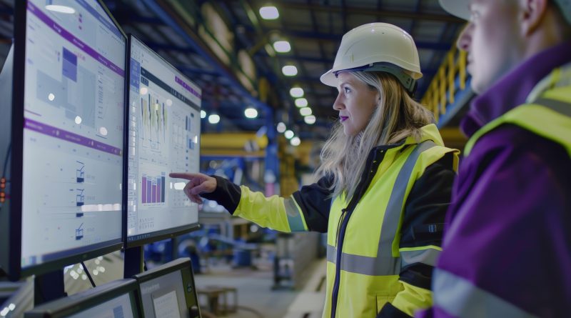 Inżynier nadzoruje system kontroli produkcji w Krakowie na ekranach komputerów